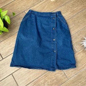 Wool rich Vintage 1960s Denim Skirt Size 10